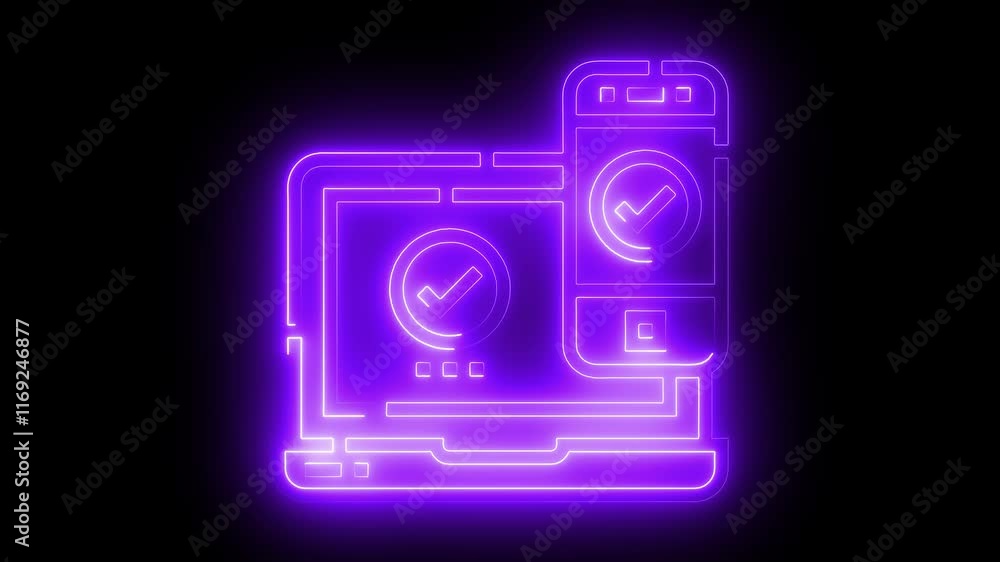 Accessible icon animation by purple color neon on black background. Accessible icon animation by purple color neon on black background.