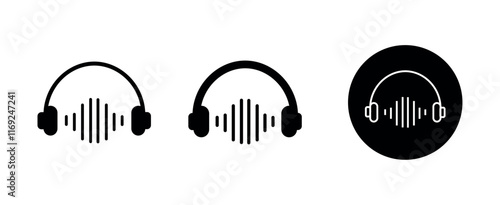 Headphone icon set, Earphone  transparent png and vector illustration