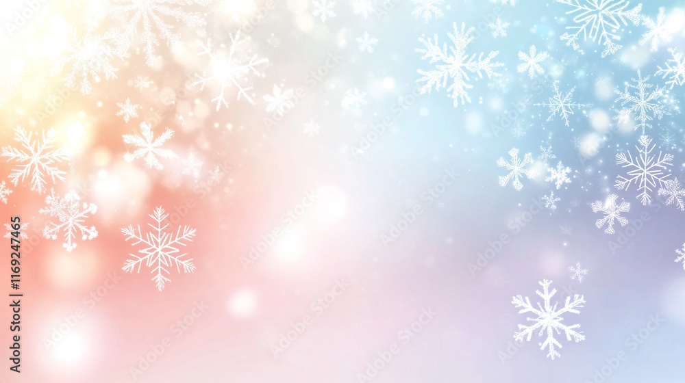 Pastel winter background with snowflakes and bokeh. Pastel winter background with snowflakes and bokeh.