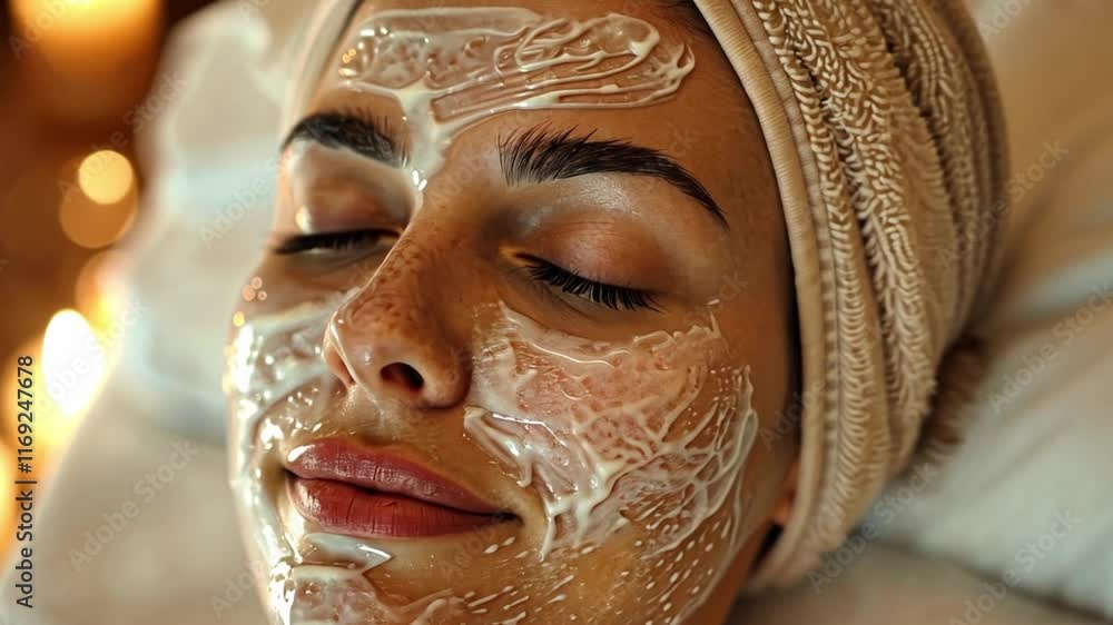 Experience a soothing wellness ritual as a person enjoys a facial treatment at home, surrounded by calming lighting and a peaceful atmosphere. This moment emphasizes self-care and relaxation. Experience a soothing wellness ritual as a person enjoys a facial treatment at home, surrounded by calming lighting and a peaceful atmosphere. This moment emphasizes self-care and relaxation.