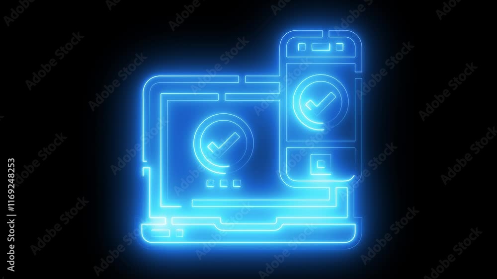 Accessible icon animation by cyan color neon on black background. Accessible icon animation by cyan color neon on black background.