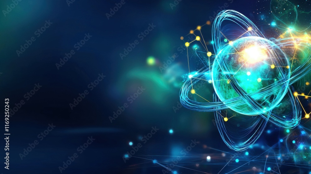 Exploring atomic structures digital art cosmic environment abstract view