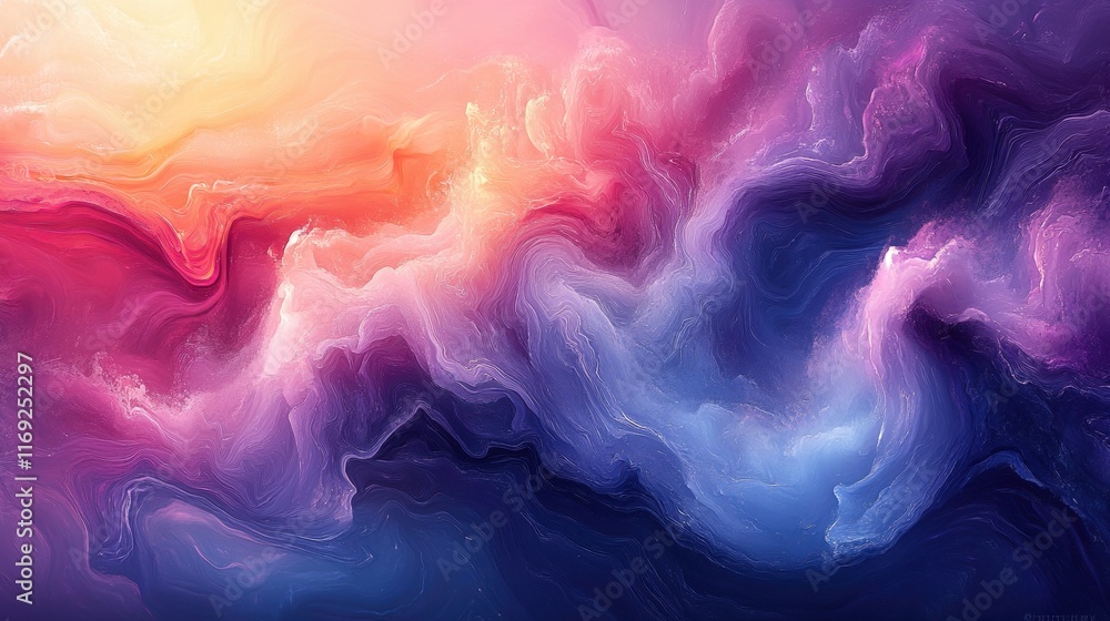 Fototapeta premium Vivid abstract colorful fluid art with swirling pastel hues and dreamy texture