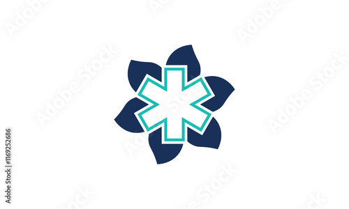 Obraz na plátně Star of life with leaves medical symbol logo