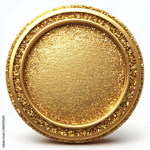 Textured gold medallion with ornate border.