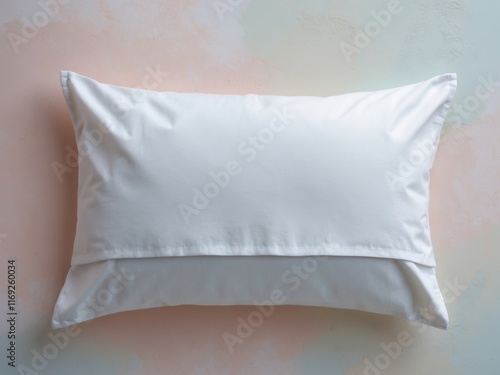 Mockup of a blank pillowcase on a pastel background ideal for custom designs and presentations photo