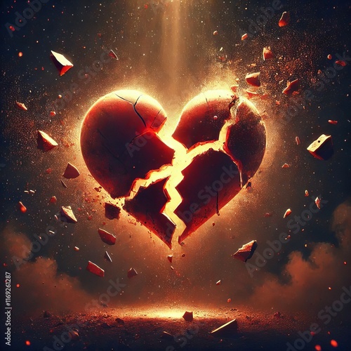 Broken Heart A symbol of loss and heartbreak often shown in piec