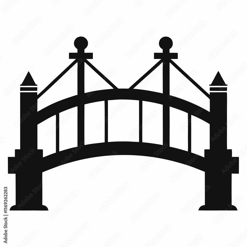 Obraz premium Network Bridge Silhouette Vector Art