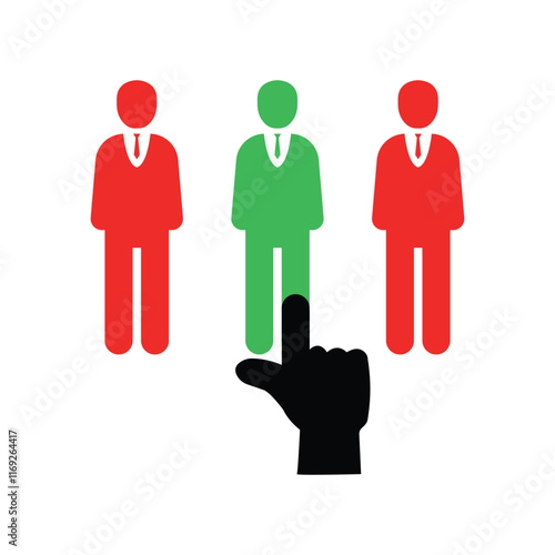 hand select employee like recruitment. flat simple minimal leadership logo graphic design isolated on white. concept of recruiting crowd symbol or work