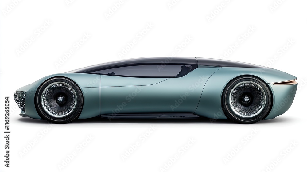 Sleek futuristic light green concept car with black roof. Perfect for showcasing innovative automotive design or as a hero image for a tech company. Sleek futuristic light green concept car with black roof. Perfect for showcasing innovative automotive design or as a hero image for a tech company.