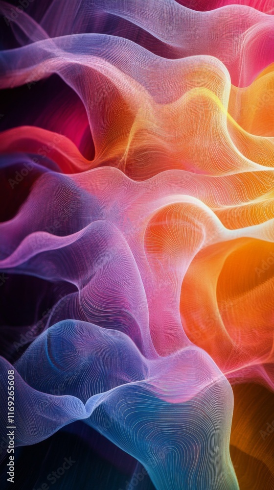 Obraz premium Colorful abstract design depicting flowing waves of light and energy in vibrant hues