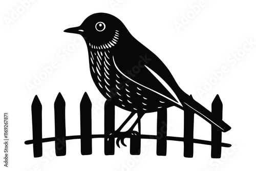 Sketch of a robin sitting on a fence.eps