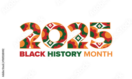 Black History Month 2025. African American History. Celebrated annual. February and October. Poster, card, banner, background. Vector illustration