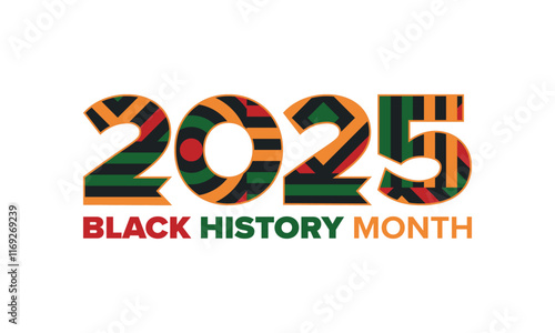 Black History Month 2025. African American History. Celebrated annual. February and October. Poster, card, banner, background. Vector illustration