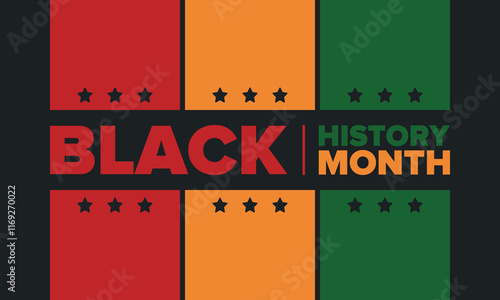 Black History Month 2025. African American History. Celebrated annual. February and October. Poster, card, banner, background. Vector illustration