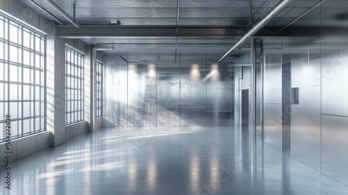 Wallpaper Mural Modern Industrial Space with Large Windows and Concrete Floors Torontodigital.ca