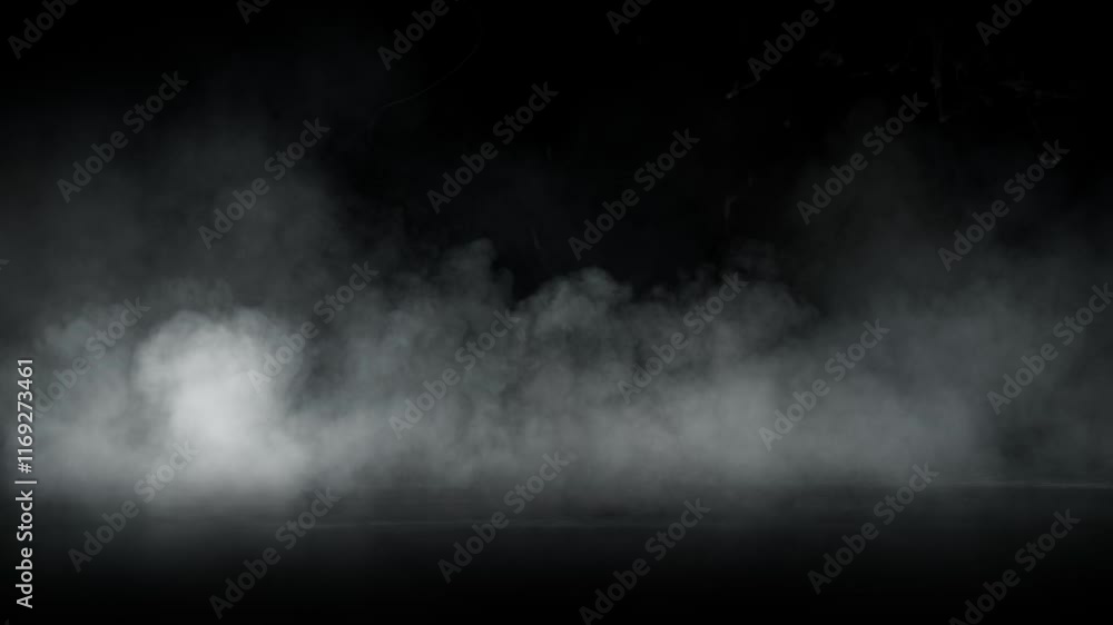 Super Slow Motion Shot of Atmospheric Smoke Slowly Floating on Black Background at 1000fps.