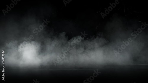 Super Slow Motion Shot of Atmospheric Smoke Slowly Floating on Black Background at 1000fps.