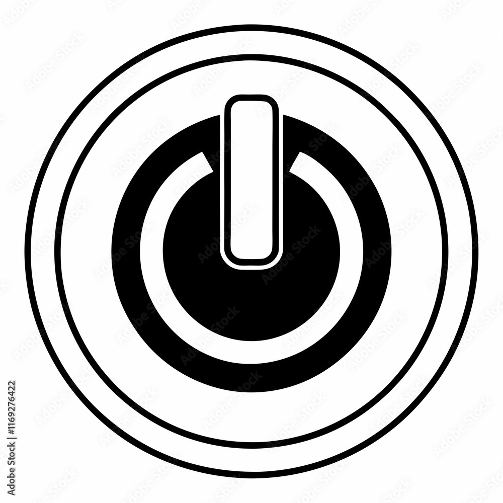 Power Button Black Silhouette Vector Power Button Black Silhouette Vector