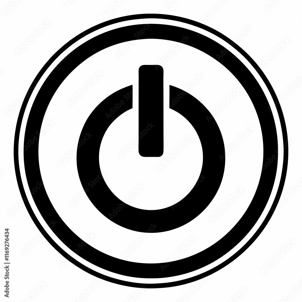 Power Button Black Silhouette Vector Power Button Black Silhouette Vector