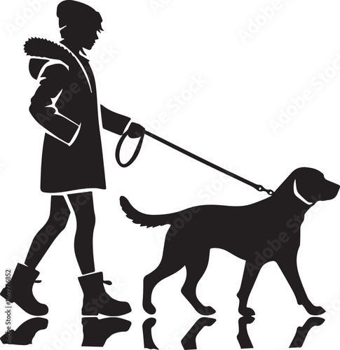 the style man walk her dog victor silhouette .