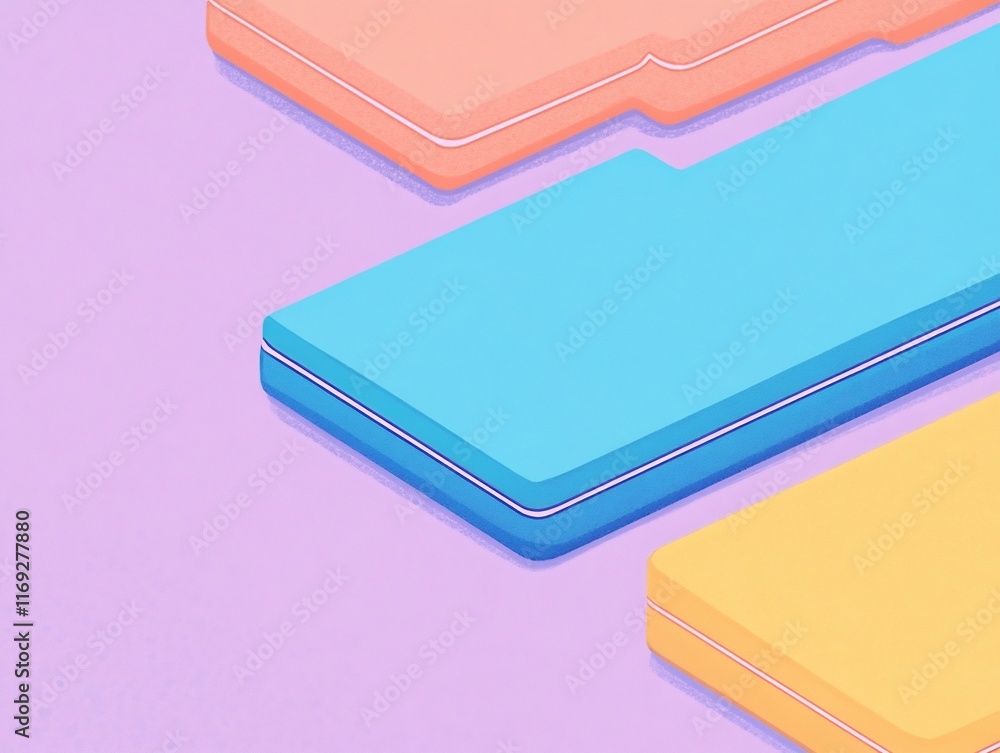 Fototapeta premium Pastel Colored Isometric Blocks Digital Illustration: A Softly Lit Minimalist Design. AI Generated