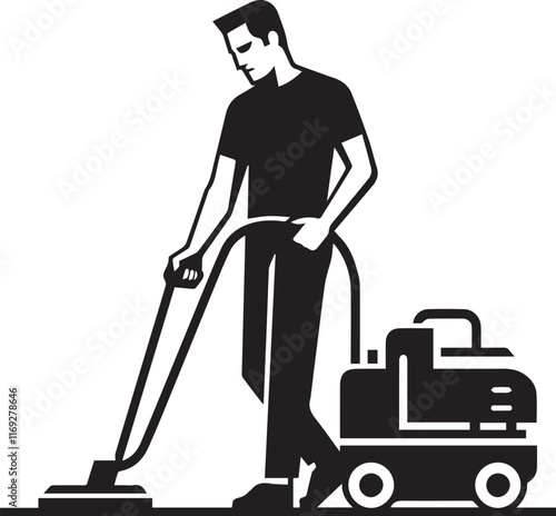 a younger man work on the white silhouette.