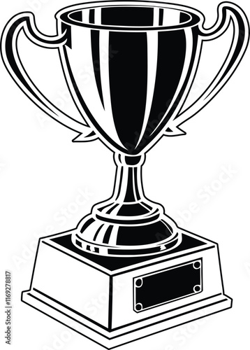 Trophy silhouette vector illustration, trophy cup line art vector