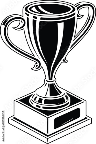 Trophy silhouette vector illustration, trophy cup line art vector