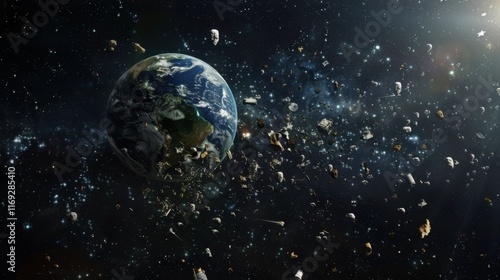 Space junk (pollution) orbiting earth