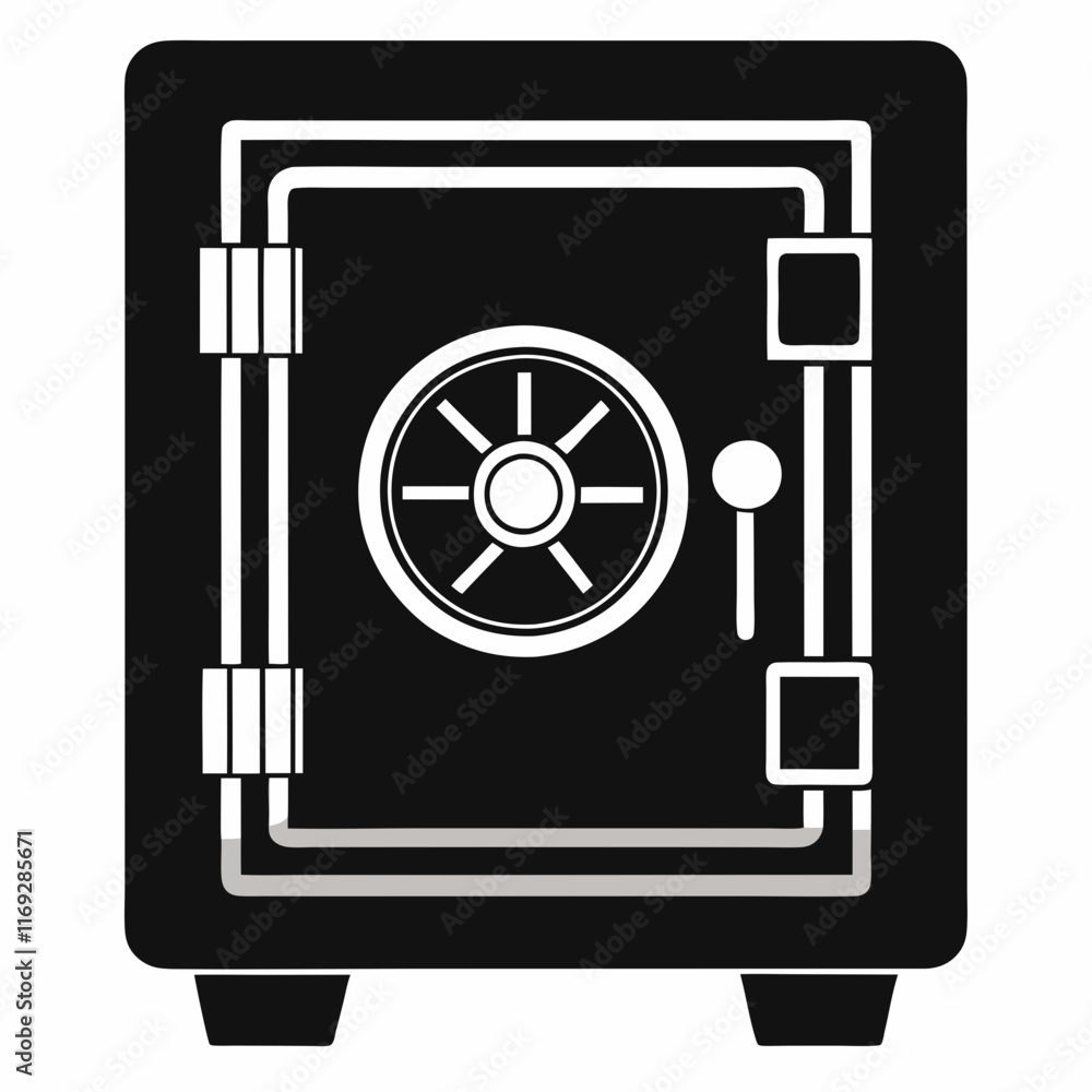 Safe Vault Black Silhouette Vector Safe Vault Black Silhouette Vector