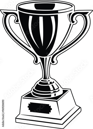 Trophy silhouette vector illustration, trophy cup line art vector