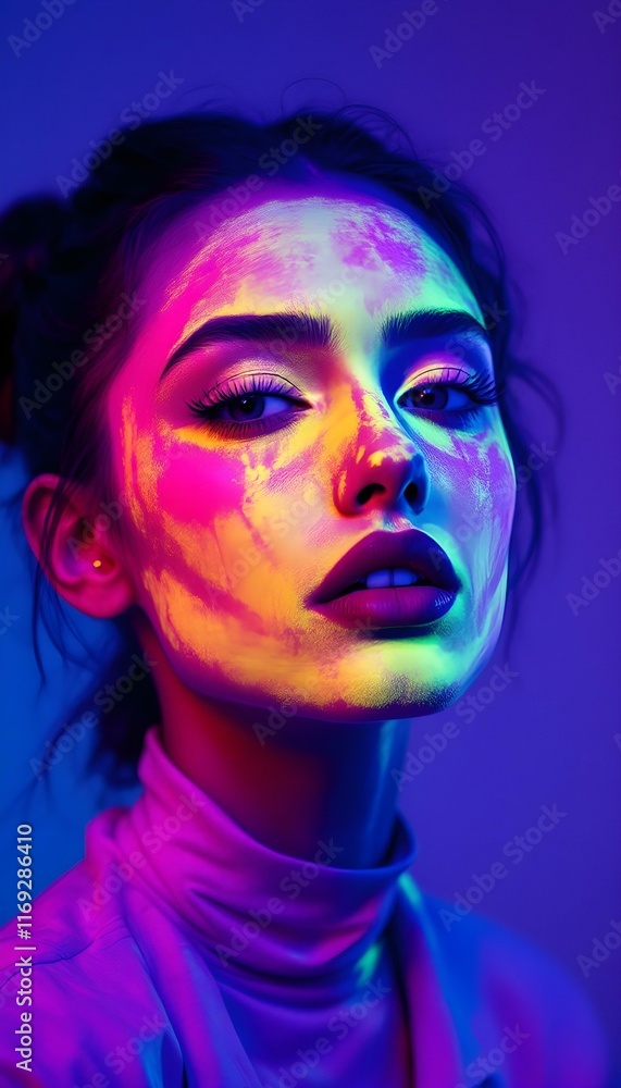 Ultraviolet photography of portraits with luminous paint