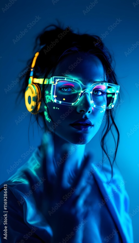 Ultraviolet photography of portraits with luminous paint