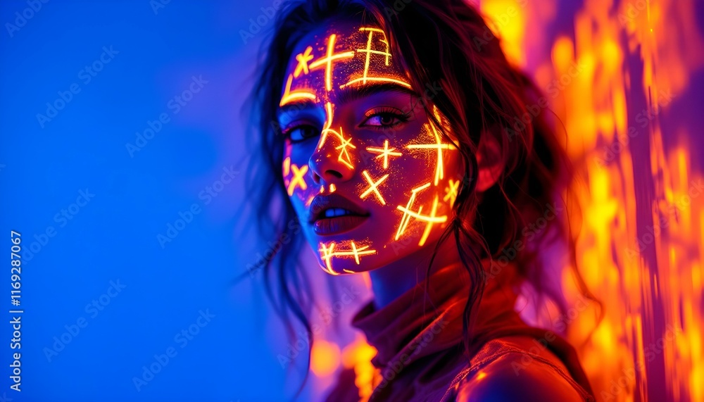 Ultraviolet photography of portraits with luminous paint