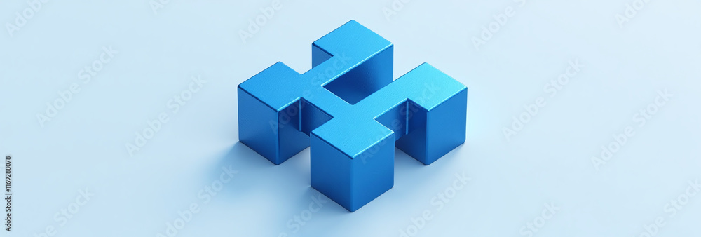 Fototapeta premium blue metal geometric shape illustration