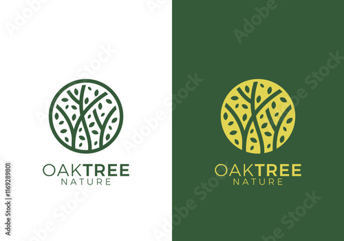 leaf tree with circle shape logo design. simple creative forest nature symbol vector concept