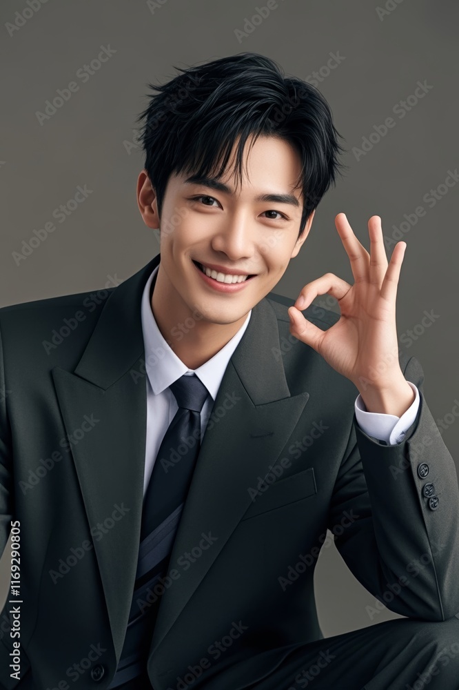 arafed asian man in a suit and tie sitting on a chair arafed asian man in a suit and tie sitting on a chair