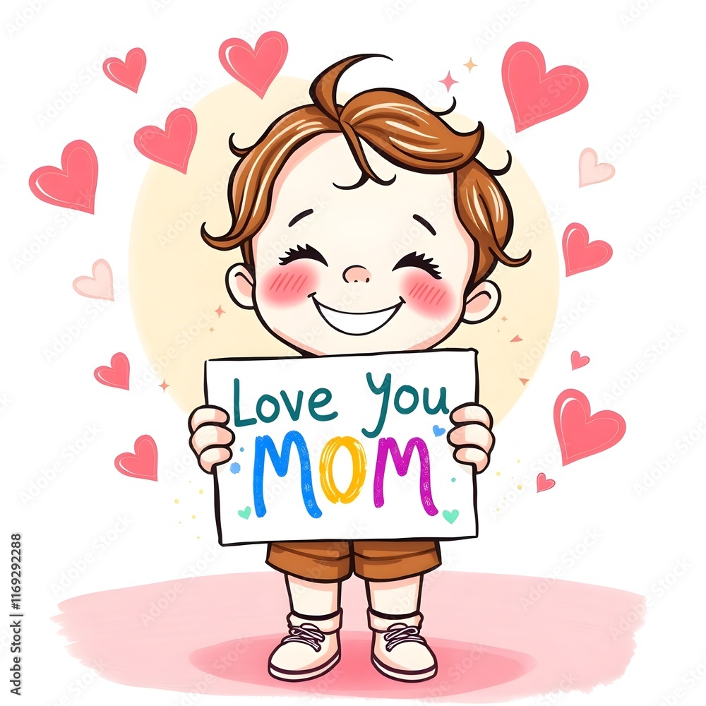 Love you mom a vibrant vactor illustration Generative AI Love you mom a vibrant vactor illustration Generative AI