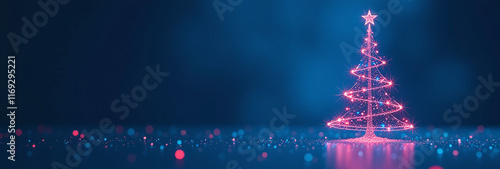 blue background features glowing digital christmas tree representing tech side holidays computer enthusiasts every