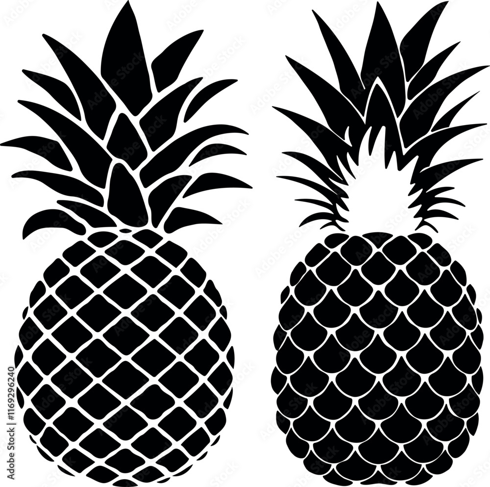 Obraz premium Pineapple Silhouette vector artIllustration
