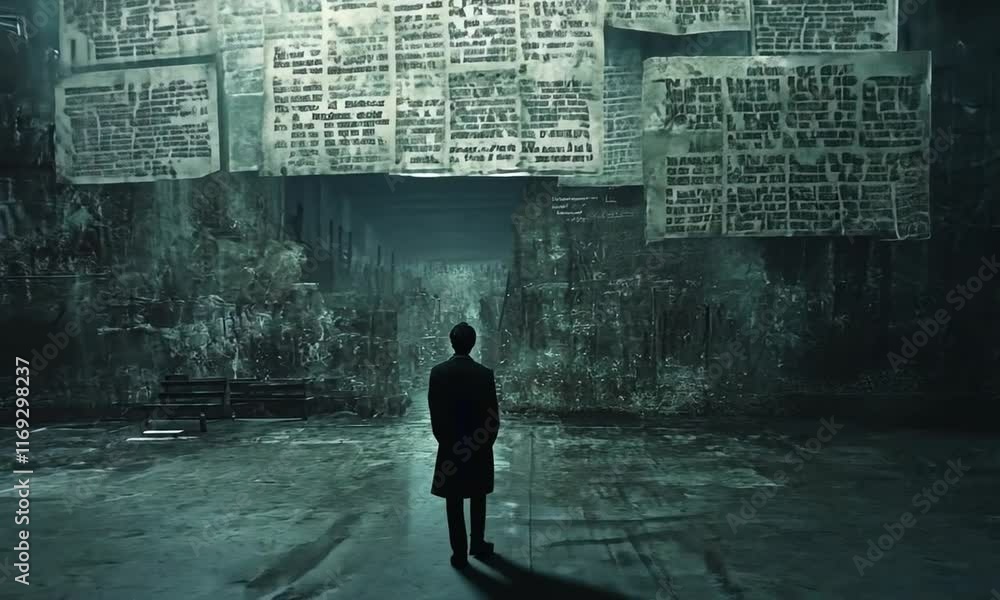 The Enigma of Forgotten Histories: A Man Contemplates a Wall of Writings The Enigma of Forgotten Histories: A Man Contemplates a Wall of Writings