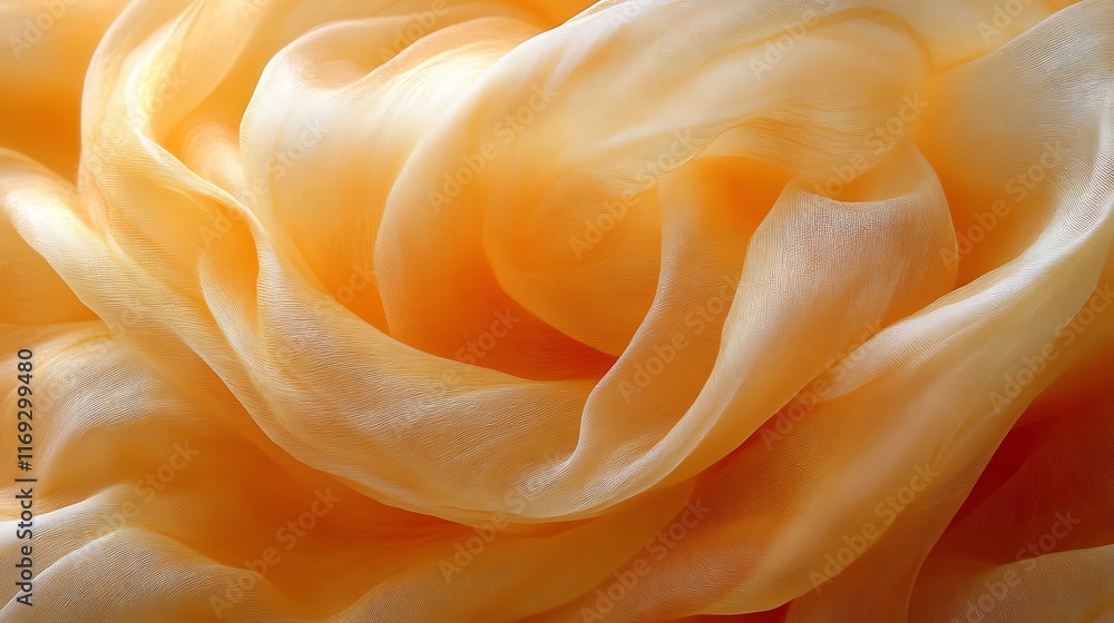 Golden Orange Sheer Fabric Draped Softly Golden Orange Sheer Fabric Draped Softly