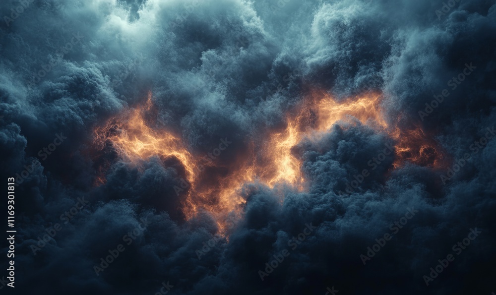 Abstract dark smoke clouds with glowing accents, Generative AI Abstract dark smoke clouds with glowing accents, Generative AI