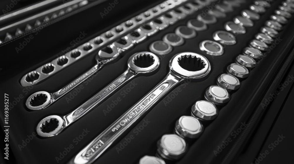 Set of Various Tools Organized in a Neat Black Storage Box Set of Various Tools Organized in a Neat Black Storage Box