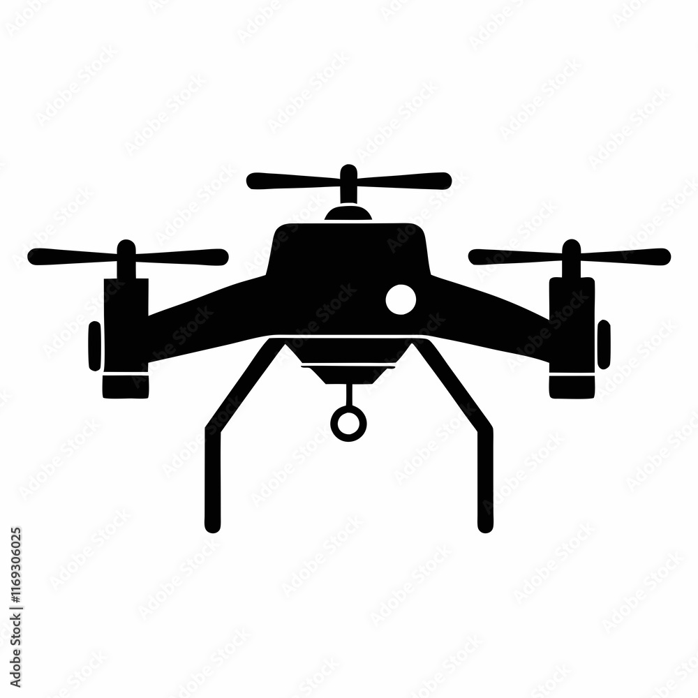 Smart Agriculture Drone Silhouette Vector Smart Agriculture Drone Silhouette Vector