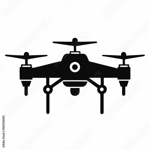 Smart Agriculture Drone Silhouette Vector