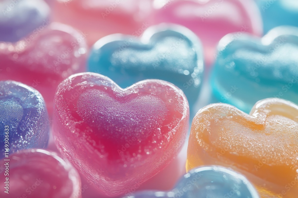 Vibrant glowing heart shapes with soft pastel tones, Generative AI Vibrant glowing heart shapes with soft pastel tones, Generative AI