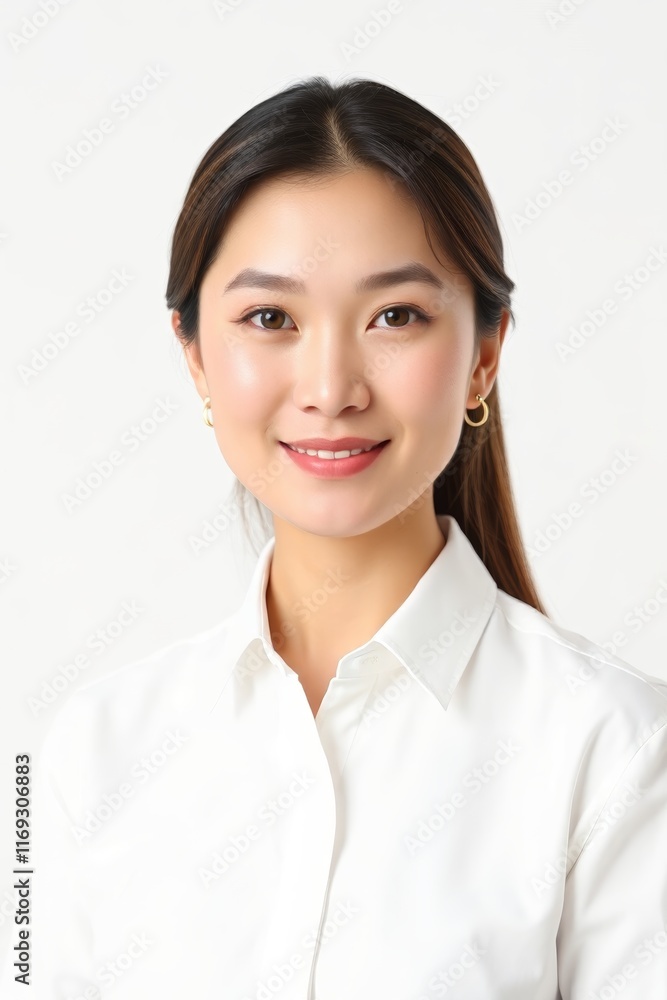 arafed woman in a white shirt and gold earrings arafed woman in a white shirt and gold earrings