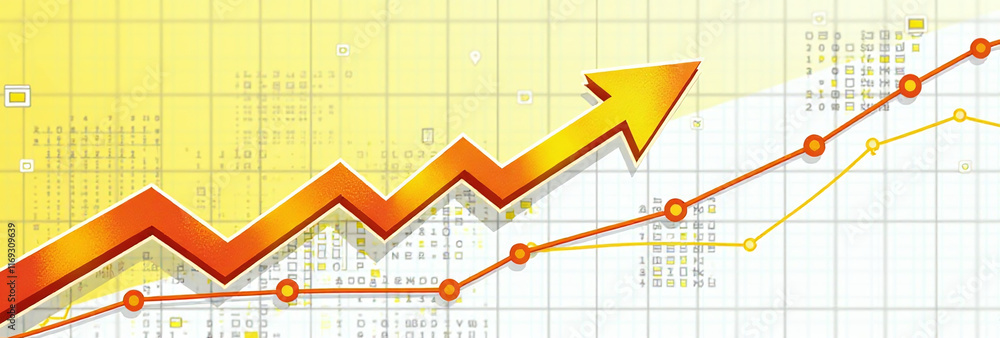 Obraz premium ideas grow fast arrows pixels lines bright yellow white